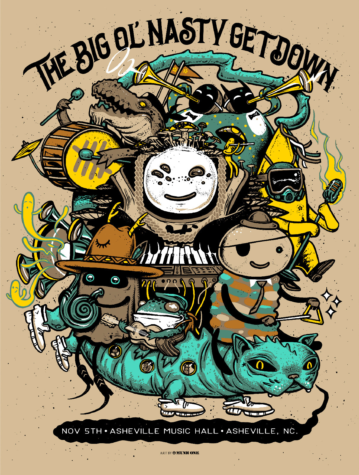 Big Ol' Nasty Getdown x Munk One - Asheville, NC Nov 5th, 2018 - Gig Print