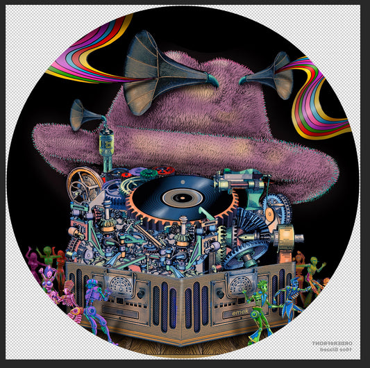 Big Ol' Nasty Getdown x EMEK - Mechanical Phonograph - Double Sided Turntable Slipmat